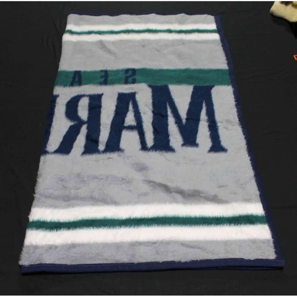 Biederlack Seattle Mariners Throw Blanket MLB Navy Blue 48x57 USA Made